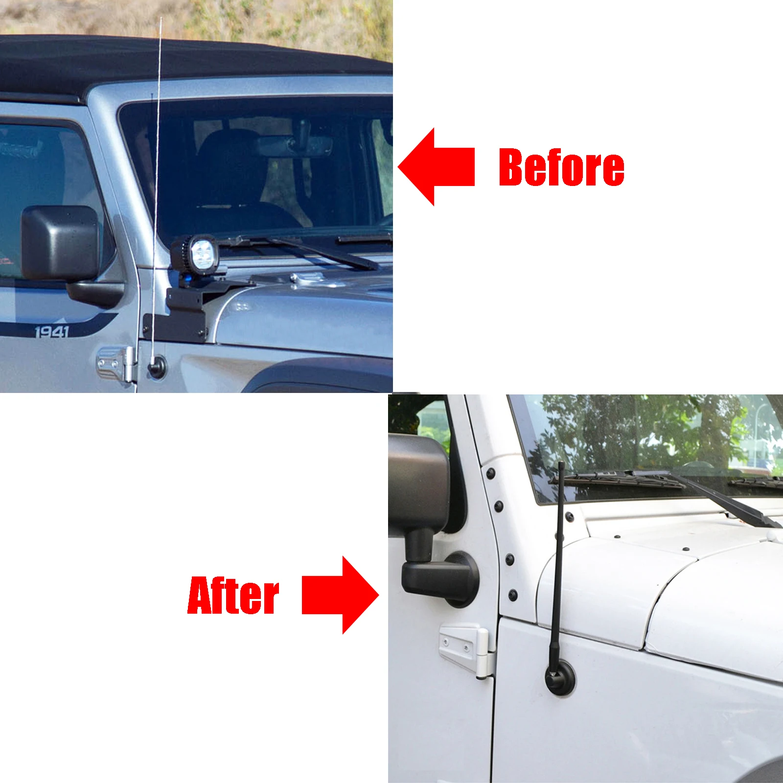 13in Antenna Aerial For Jeep Wrangler JK JKU JL JLU Rubicon Sahara Gladiator Reception Mast Adapter Car Accessories 2007 - 2021