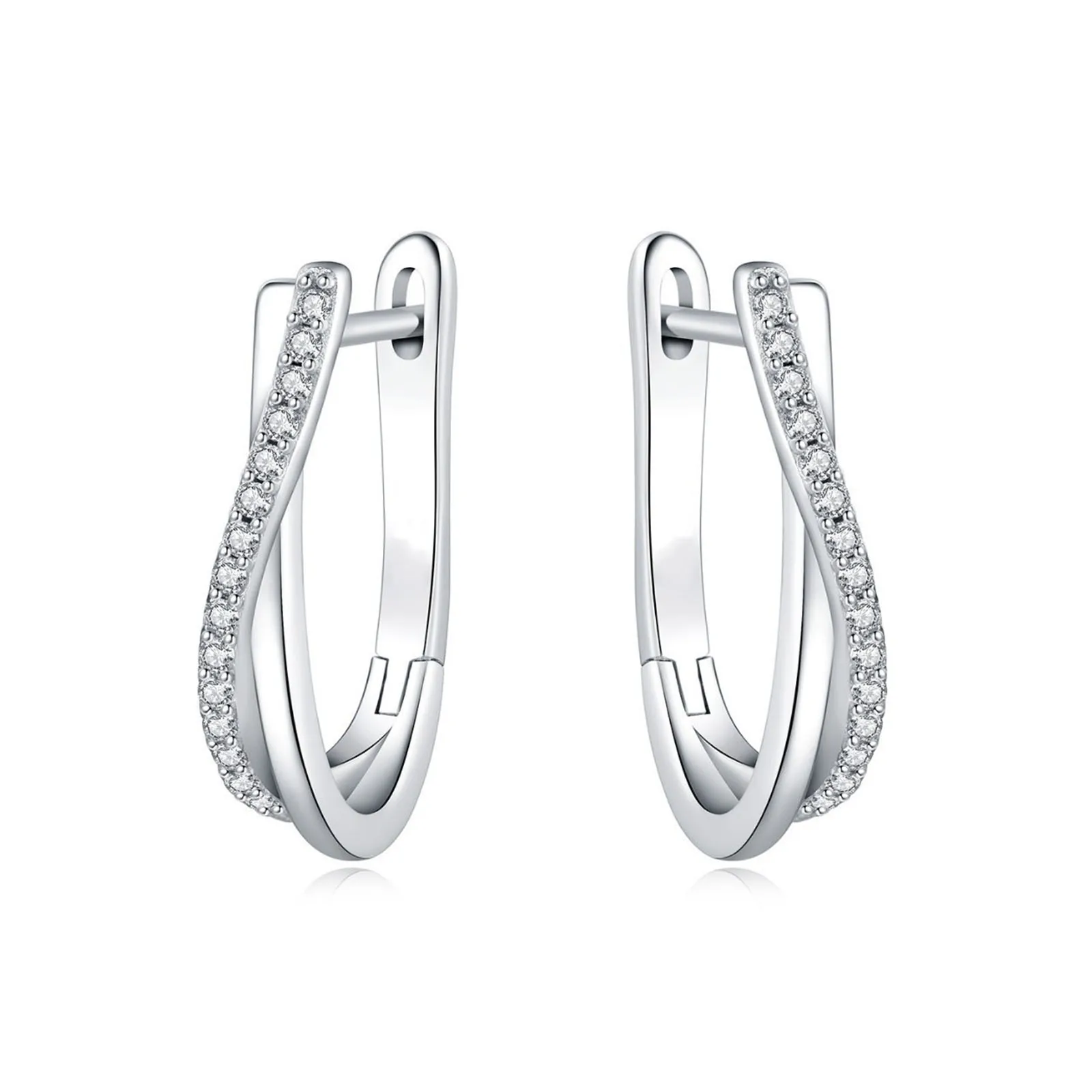 Women's 925 Silver Star Twisted Line Hoop Earrings