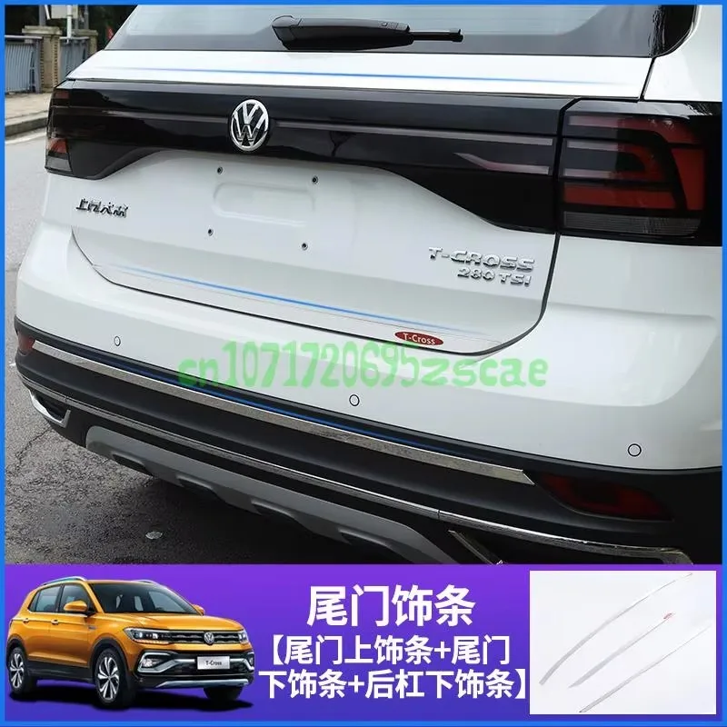 Car sticker For Volkswagen T-cross Rear Boot Door Trunk Cover Trim Tailgate Garnish Molding Strip Car Accessories