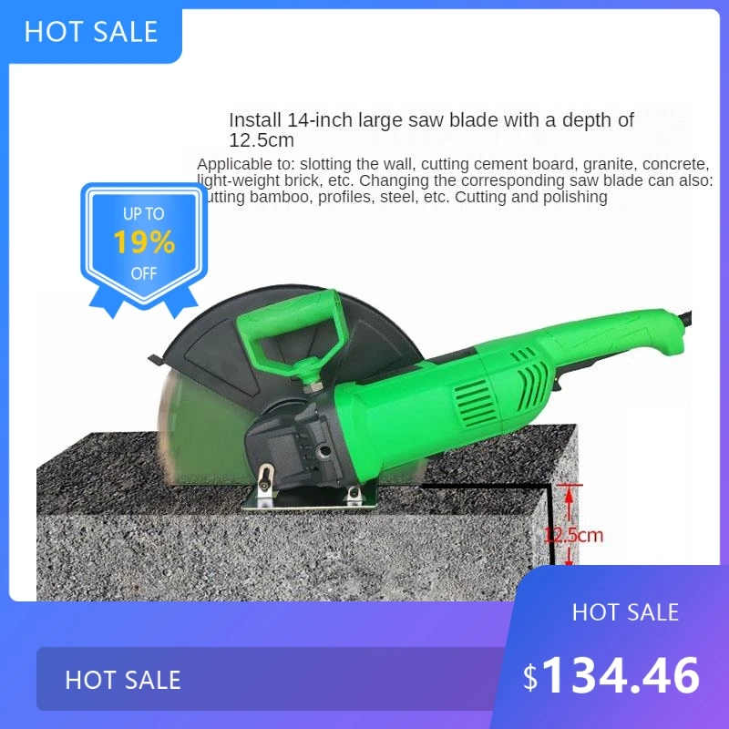 

725Useful Portable 5200W Electric Saw 14 Inch Stone Cutting Machine for Wall Opening Door Making Horse Road Surfa
