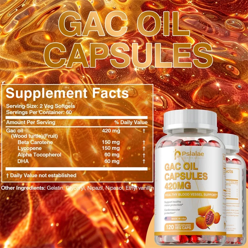 Gac Oil Capsules - Promotes Gut Health, Enhances Immune Function, Relieves Fatigue, and Protects Cardiovascular Health