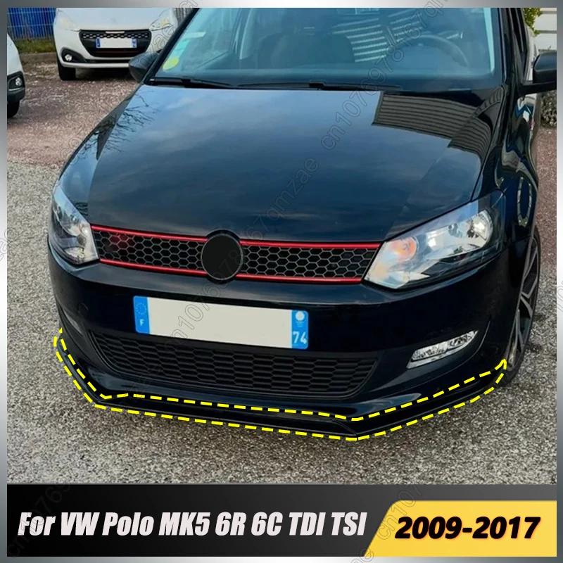 

Front Bumper Lip Spoiler Cap For VW Polo MK5 6R 6C TDI TSI 2009-2017 Front Lip Guard Protector Covers Bodykit Tuning 2pcs