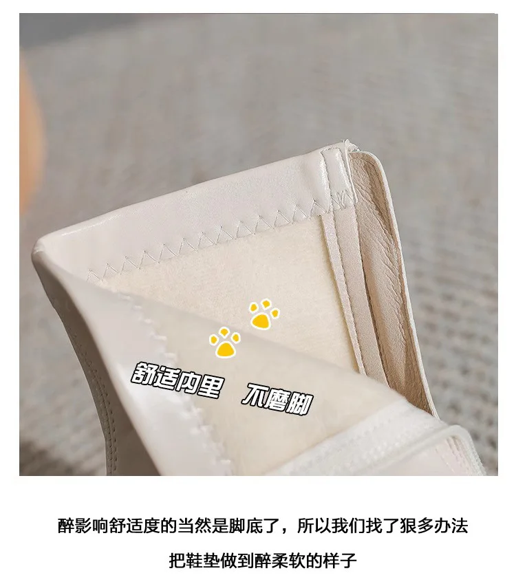 أحذية قصيرة نسائية بكعب سميك أحذية الخريف والشتاء أحذية سيدة Ins شعبية الجلود الاصطناعية منتصف Bootie مع سحاب #3