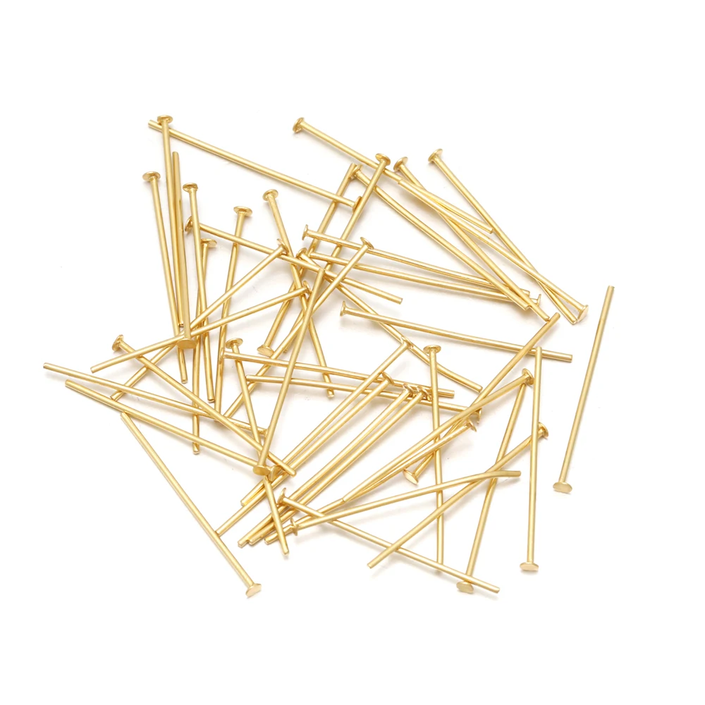 100Pcs Stainless Steel 15/20/25/30/35MM Gold Color T Flat Head Pins Headpins For DIY Jewelry Findings Making Accessories