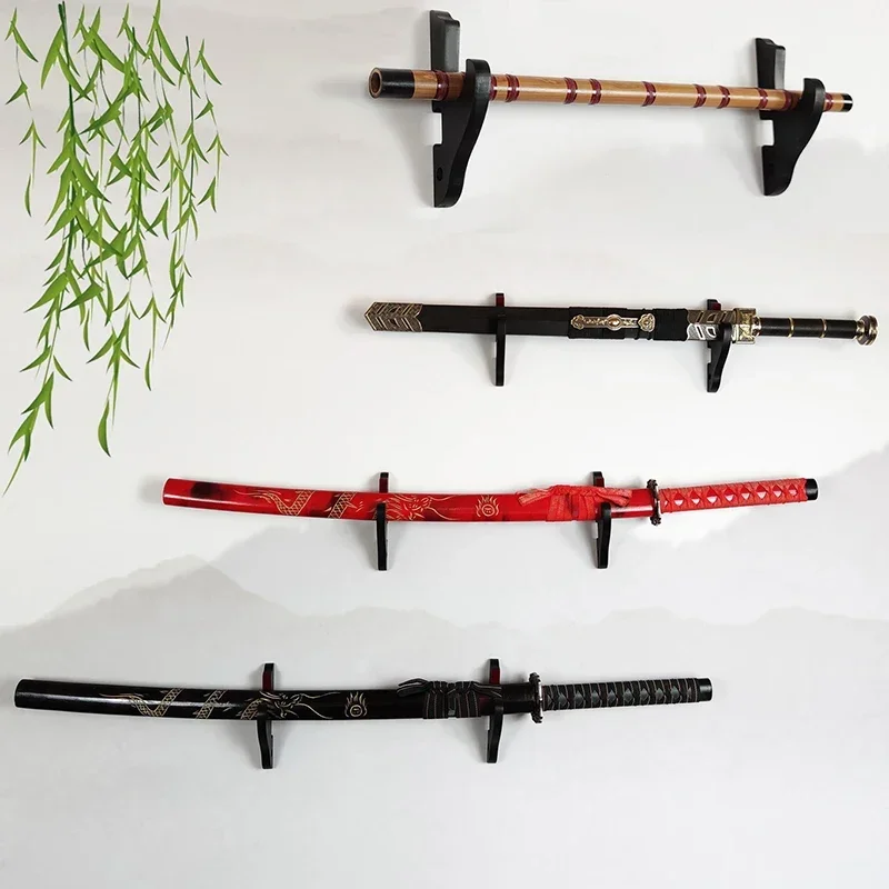 Wall Katana Sword Shelf Support Wooden Real Japanese Katana Samurai Sabre Wall Storage Rack Knife Display Holder Home Organizer view 3