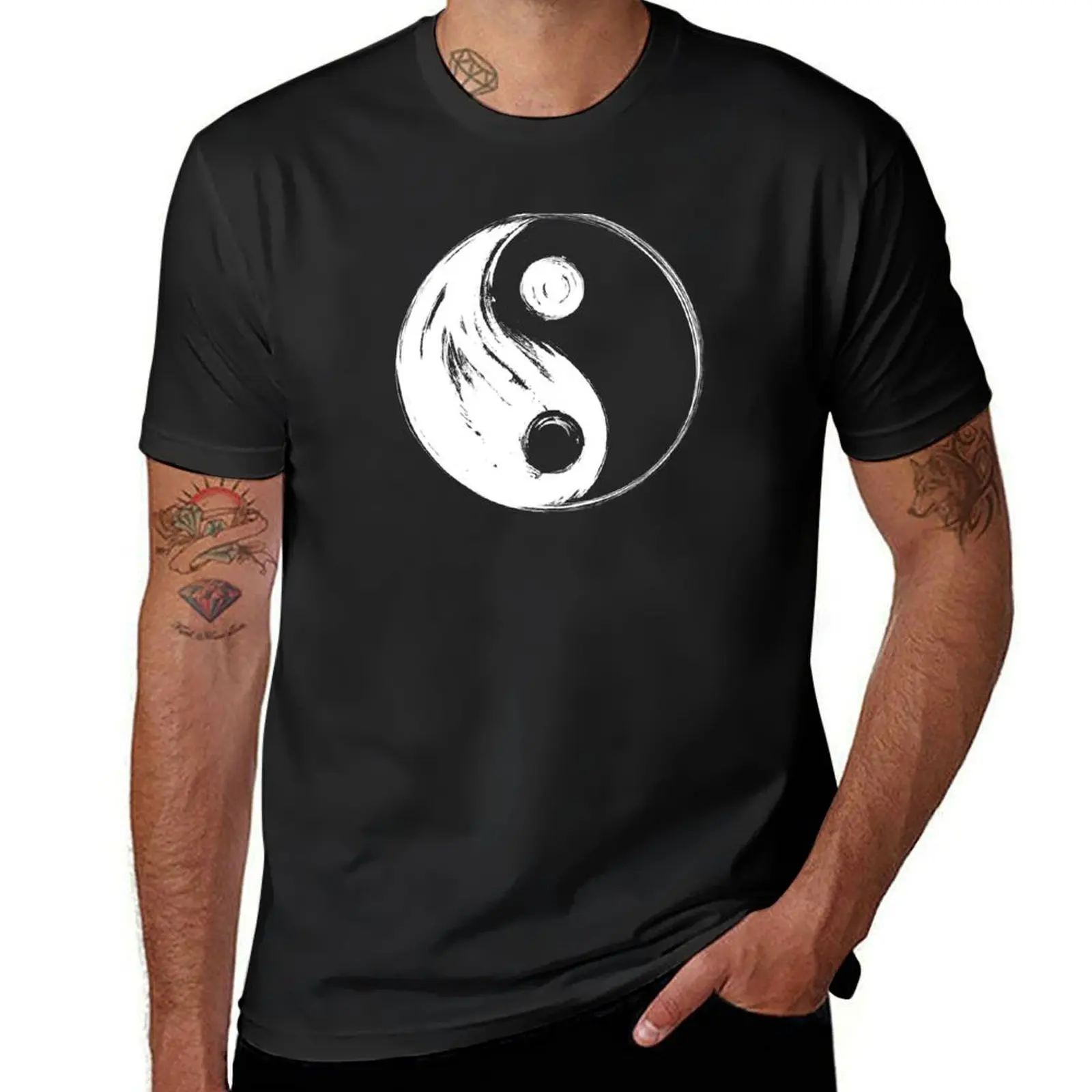 

Yin Yang - Vintage White T-Shirt summer top custom t-shirts blue lock korean fashion mens t shirts