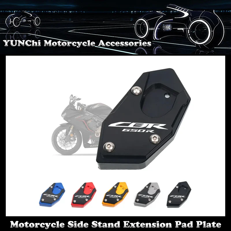 

Motorcycle CNC Kickstand Foot Side Stand Extension Pad Plate Bracket For HONDA CBR650R CB650R 2019-2023