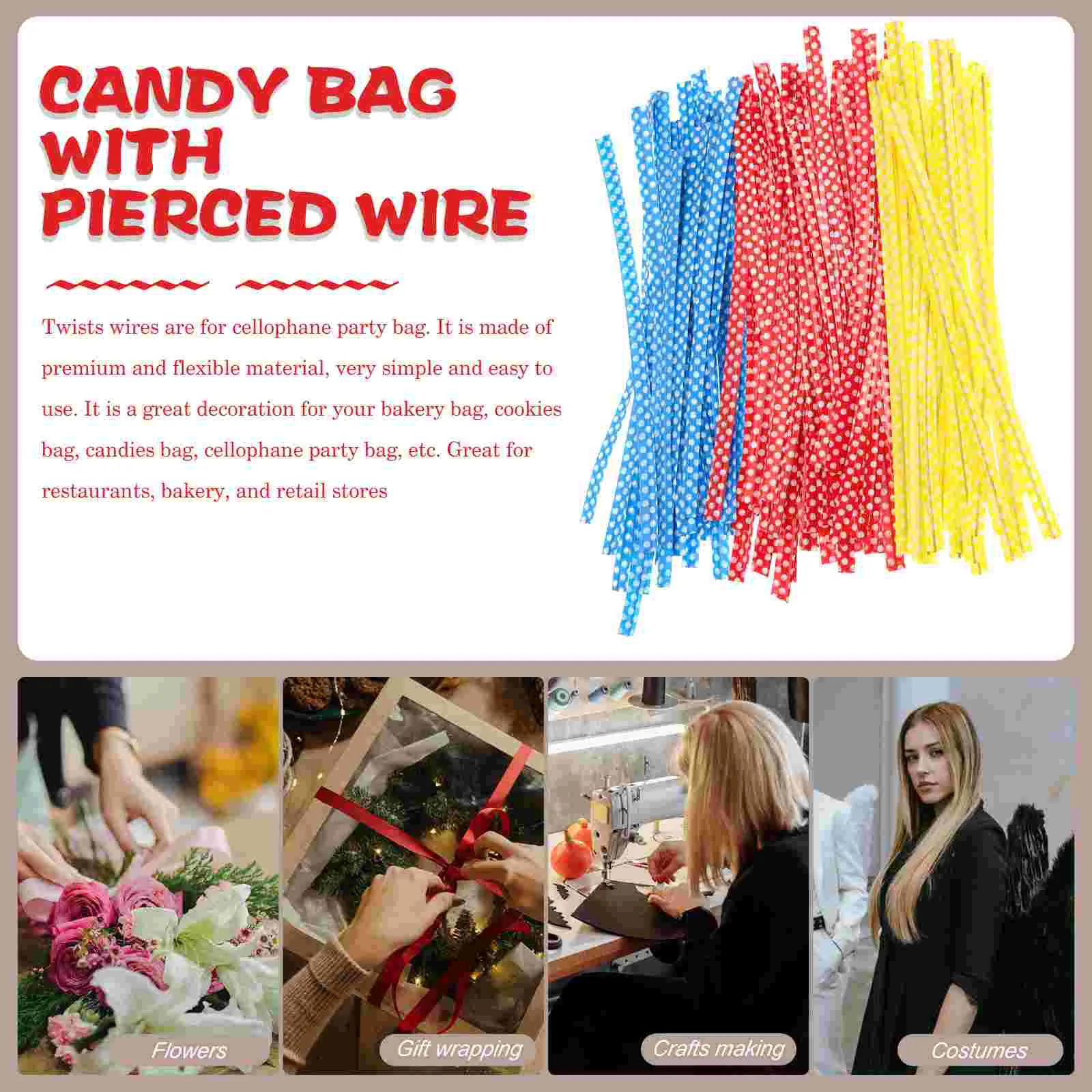 Cord Organizer Tie Wire Clear Gift Bags Biscuit Binding Rope Iron Candy Twists Ties