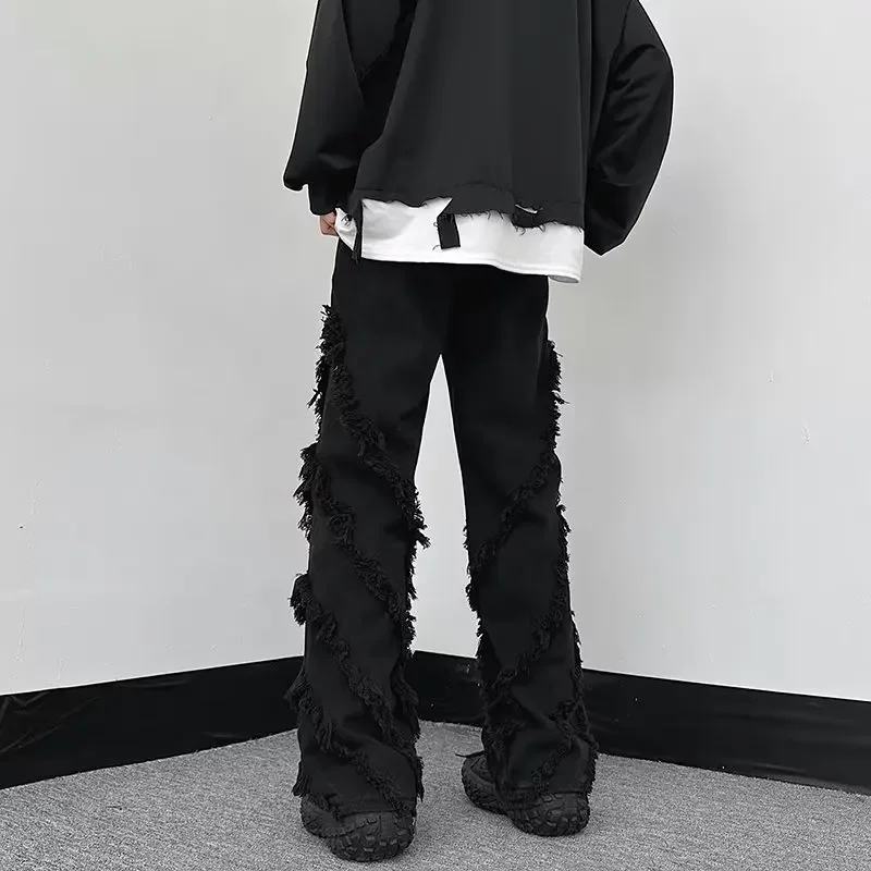 

2023 Cyber Y2K Streetwear Black Baggy Stacked Flare Jeans Pants For Men Straight Loose Women Cotton Long Trousers Pantalon Homme