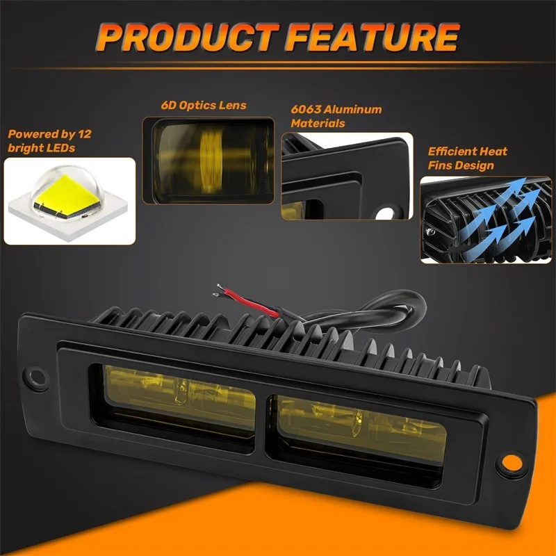 7 Zoll 6D LED-Lichtleiste, bündig montierte LED-Arbeitsleuchte, Auto-Nebelscheinwerfer für Scania LKW, Offroad 4X4, Auto, ATV, SUV, 12V 24V – Detail 18
