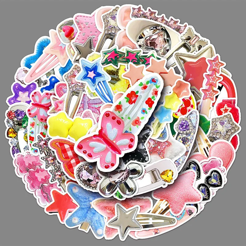 50Sheets Creative DIY Barrette Stickers Cute Cartoon Suitcase Helmet Refrigerator Notebook Stickers Children's Gift