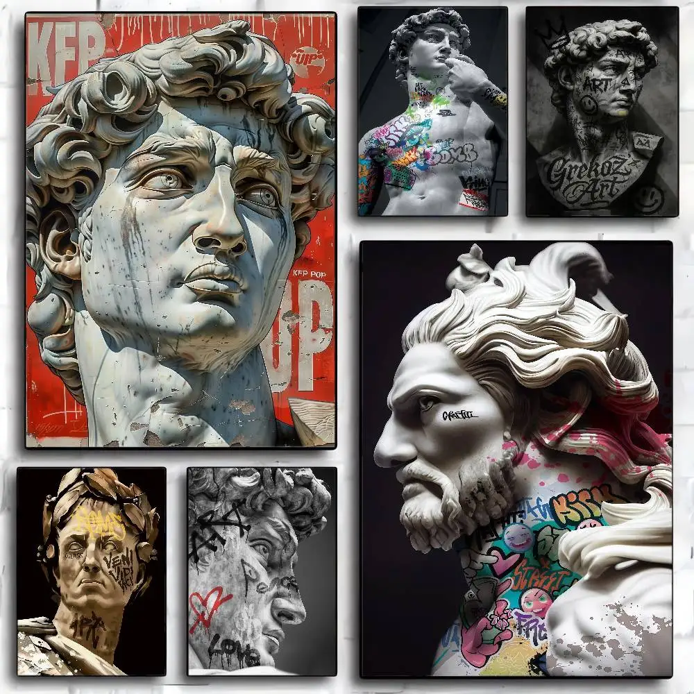 Statue Of David Graffiti Art Anime Posters Sticky Whitepaper Sticker DIY Room Bar Cafe Kawaii Room Decor