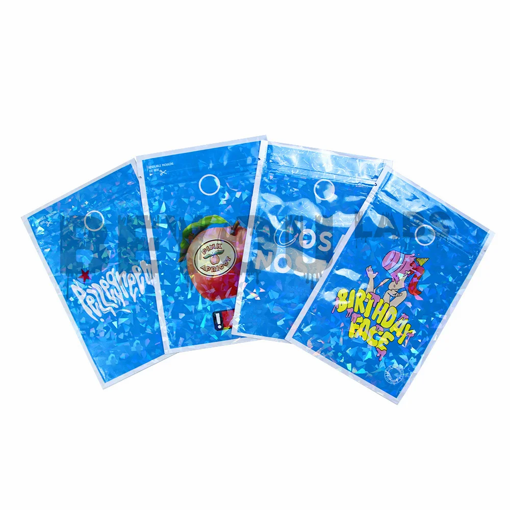 3.5G Zip Lock Bag Waterproof Smellproof Food Storage Bags Reusable Pouch Stand Up Pouches Laser Reflective Package Customize