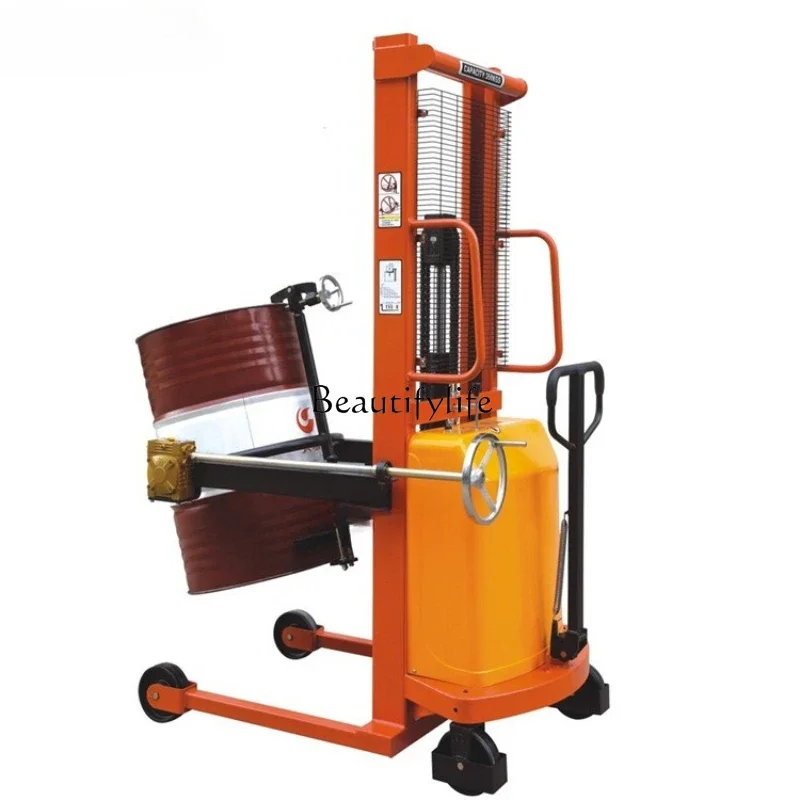 

1Semi-electric oil drum truck Automatic oil drum dumping truck