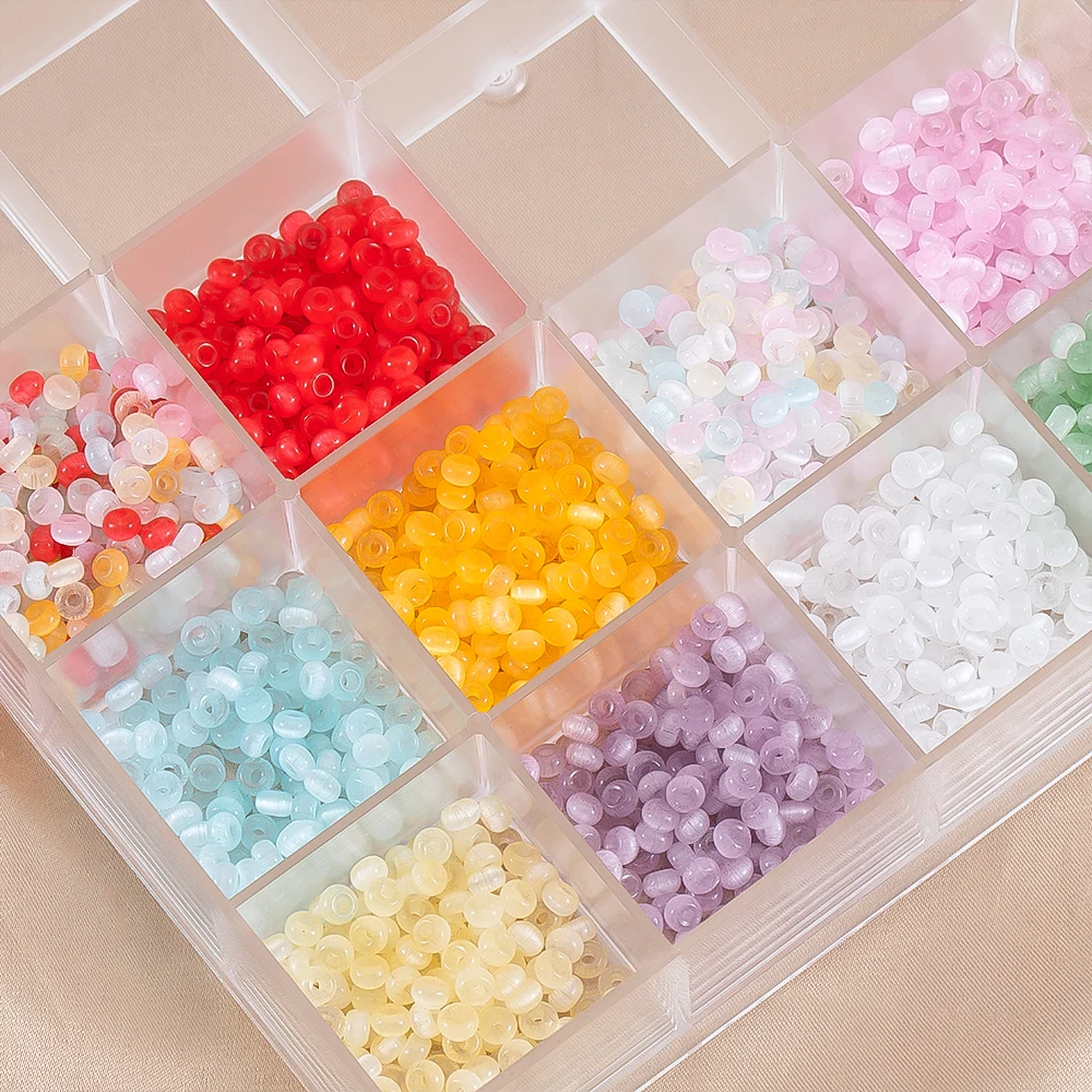 ลูกปัดแก้วคุณภาพสูง 800 ชิ้น ขนาด 4 มม. หลากสี รูปทรงตาแมว สำหรับทำสร้อยคอ DIY อุปกรณ์ทำเครื่องประดับ