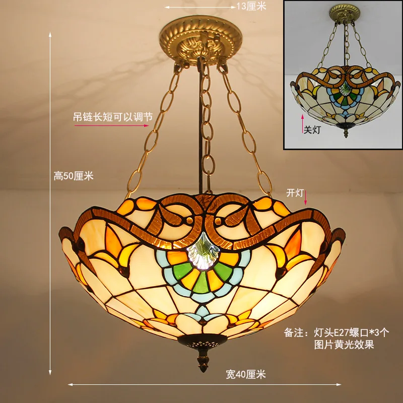 Tiffany śródziemnomorski witraż wisiorek światła Vintage lampa wisząca do jadalni kuchnia oprawy oświetleniowe Home Art Decor