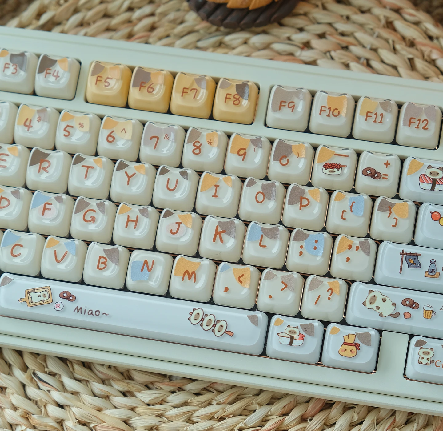 Jelly Sushi Kitten Keycaps 119 Keys Cute Ice Crystal MAO Profile Cat shaped Key caps for Cherry MX 61 68 104 Mechanical Keyboard