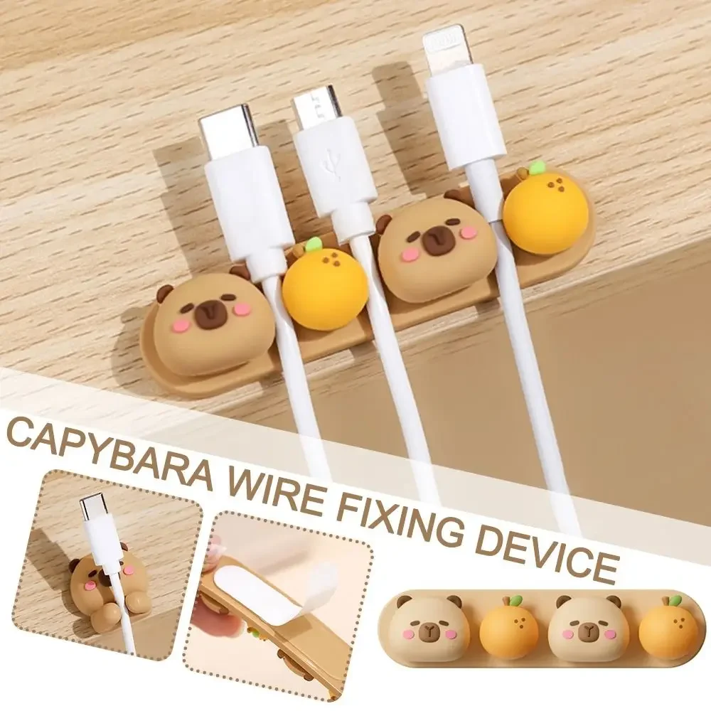 Organisateur de câbles fixes de bureau Capybara: support de gestion des fils auto-adhésif pour l'emballage des câbles de données