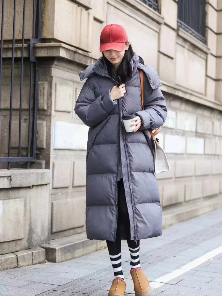 Puffer Coats for Women, Simple Jackets, Solid Color, Trendy Outerwears, Thickened Windproof, Warm Snow, Long Parker, Winter, New