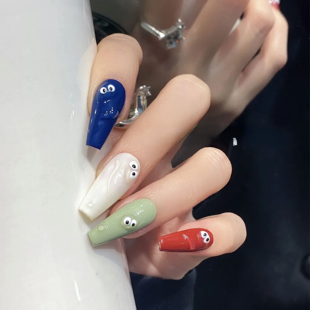 ملصقات تزيين الأظافر جيلي ذاتية اللصق للنساء والفتيات ، ملصقات تزيين الأظافر ، لوازم ديي ، تصميم تعبير مضحك #4