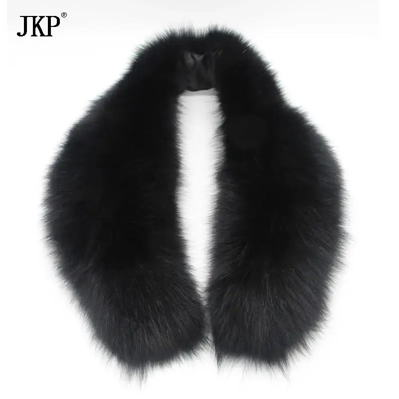 Real Fox Fur Scarf  Parka Coat  Women Genuine Natural Black Fox Fur Black Luxery Scarves Collar Warm Fur Collar Unisex Jackets