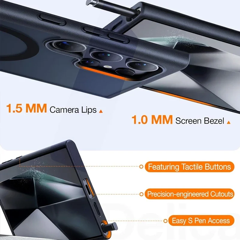 UYUXIO Magnetic Mobile Phone Case with Kickstand for Samsung Galaxy S25 S24 S23 Ultra FE S22 Plus Cover Stand Cases with Holder - náhled 5