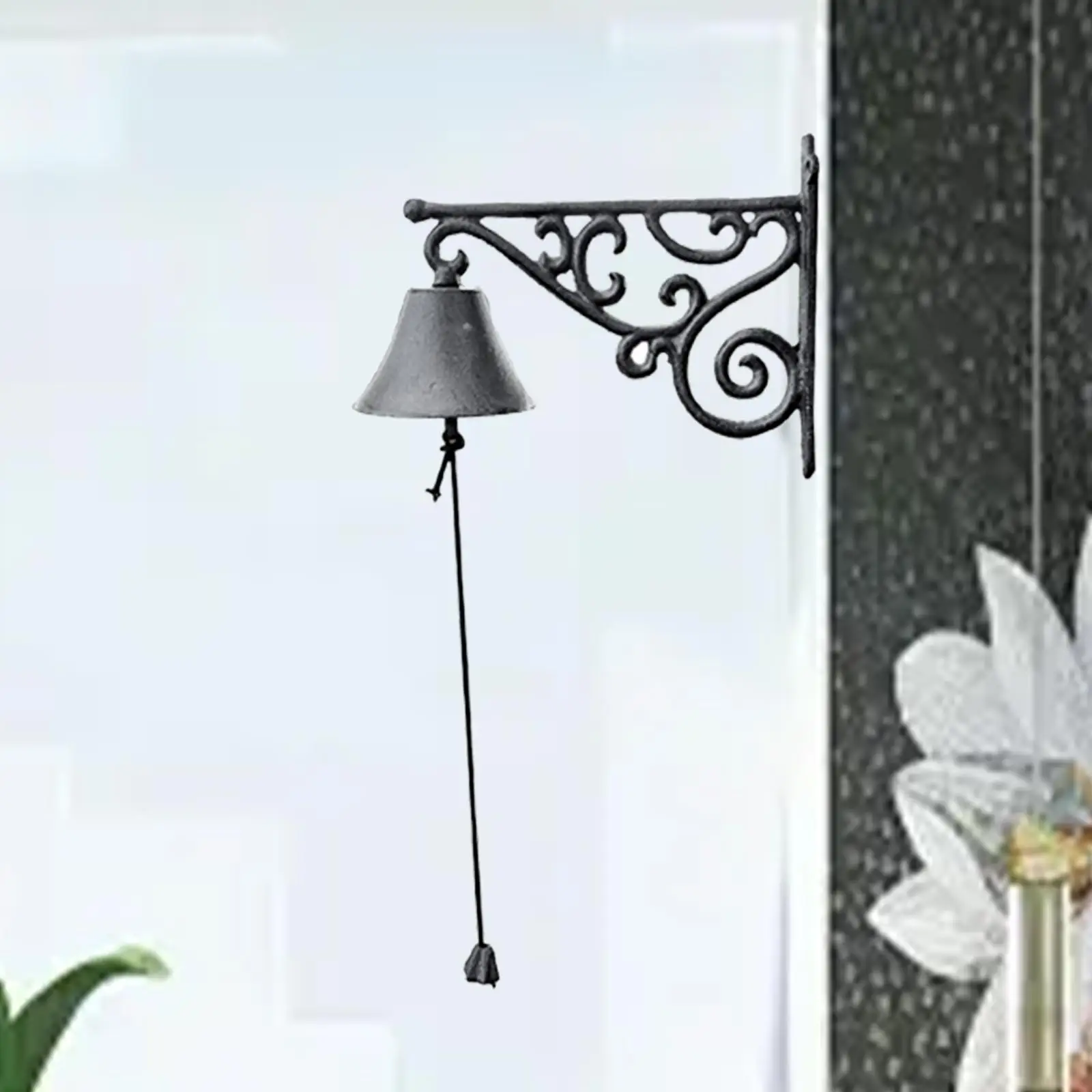 Campana de cena de pared, decoración del hogar de hierro fundido, timbre colgante decorativo para jardín