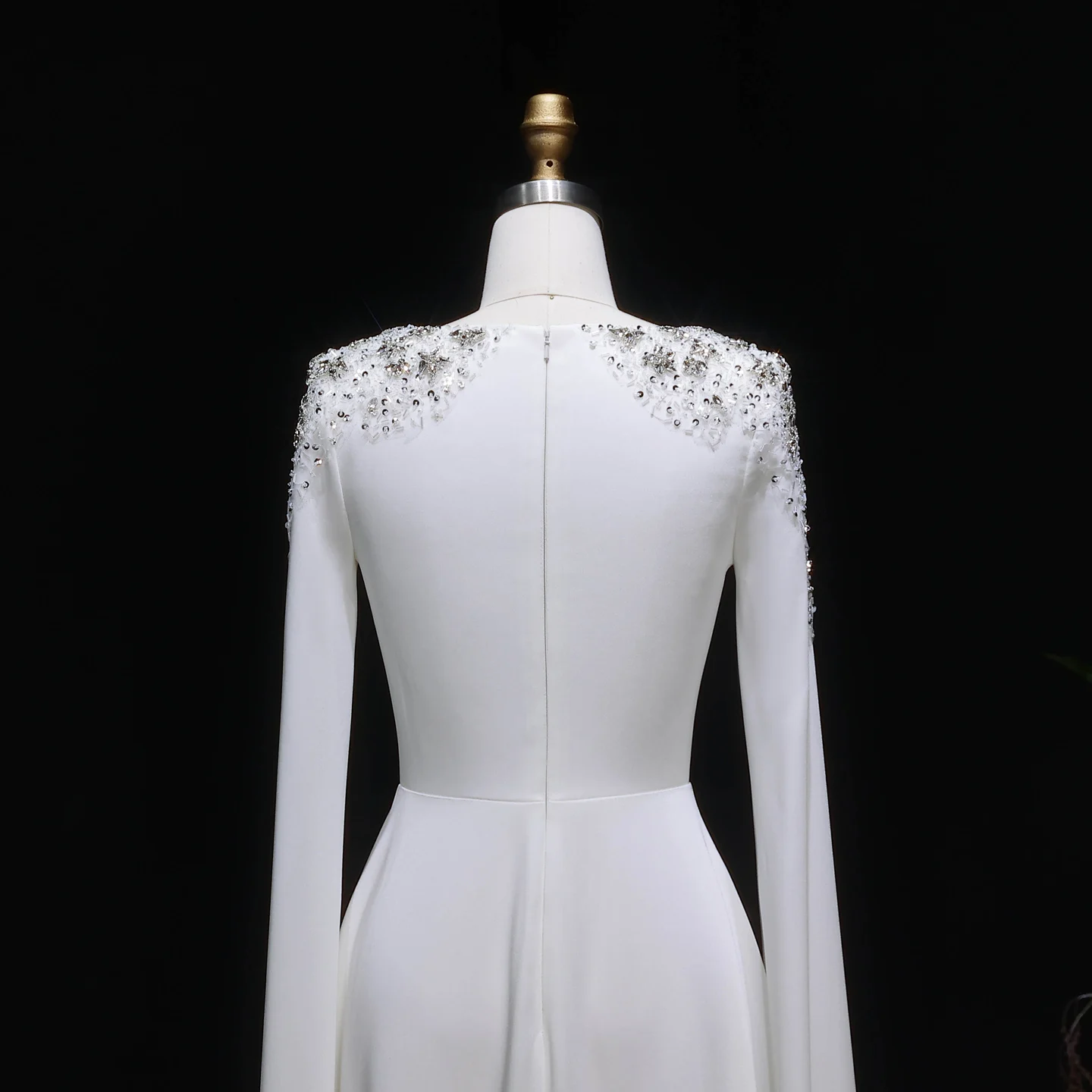 Sharon Said Elegantes Weißes Meerjungfrauenkleid Dubai Abendkleid Damen Hochzeitsfeier Umhangärmel Muslimische Formelle Kleider SF280 Maßanfertigung – Detail 25