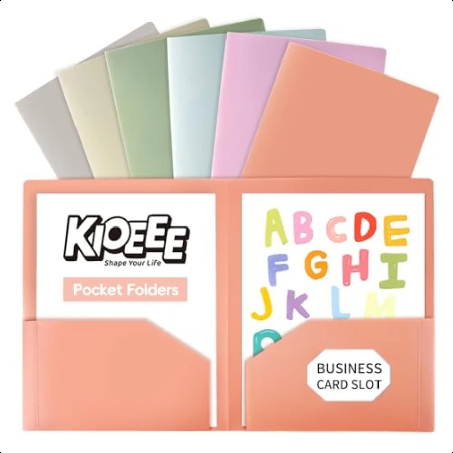 

Plastic Folders with Pockets 24 Pack Heavy Duty Plastic Folders with 2 Pocket and Busin Card Slot.Fit Letter Size Paper Cute Pa