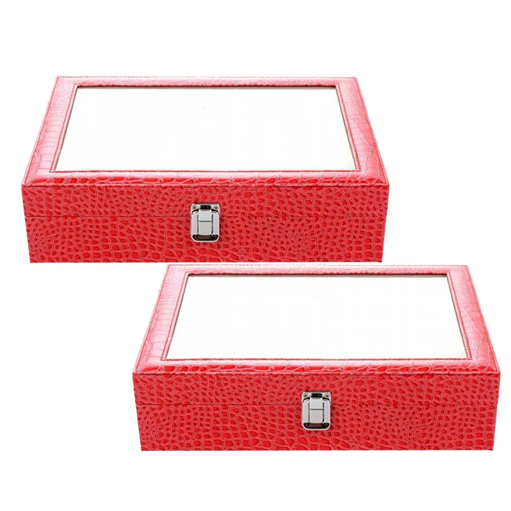 1pc Pu 8 Grids Sunglasses and Glasses Storage and Display Box Alligator Grain Clear Window Glasses Storage Case for Home Shop (R