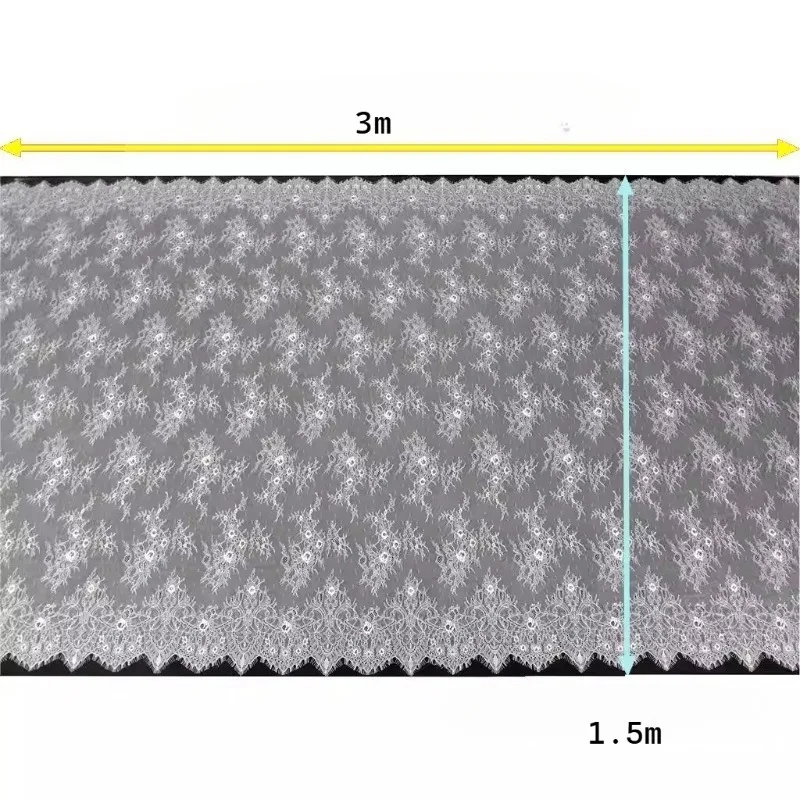 3M X 1.5M, High Quality European Eyelash Lace Fabric, High-end Clothing, Wedding Dress Fabric, Background Decoration Materials