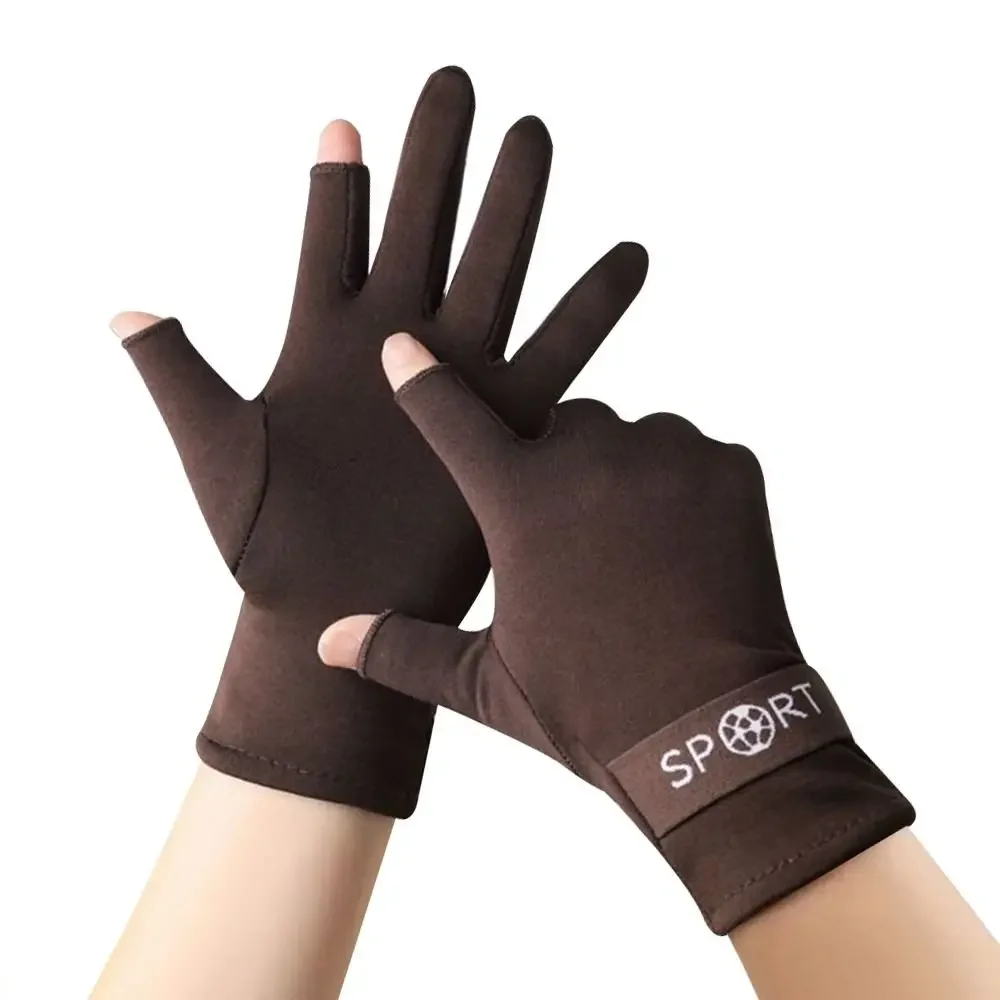 

Модные мужские зимние перчатки с сенсорным экраном, флисовые перчатки для вождения с теплой подкладкой, ветрозащитные эластичные варежки без пальцев, уличные