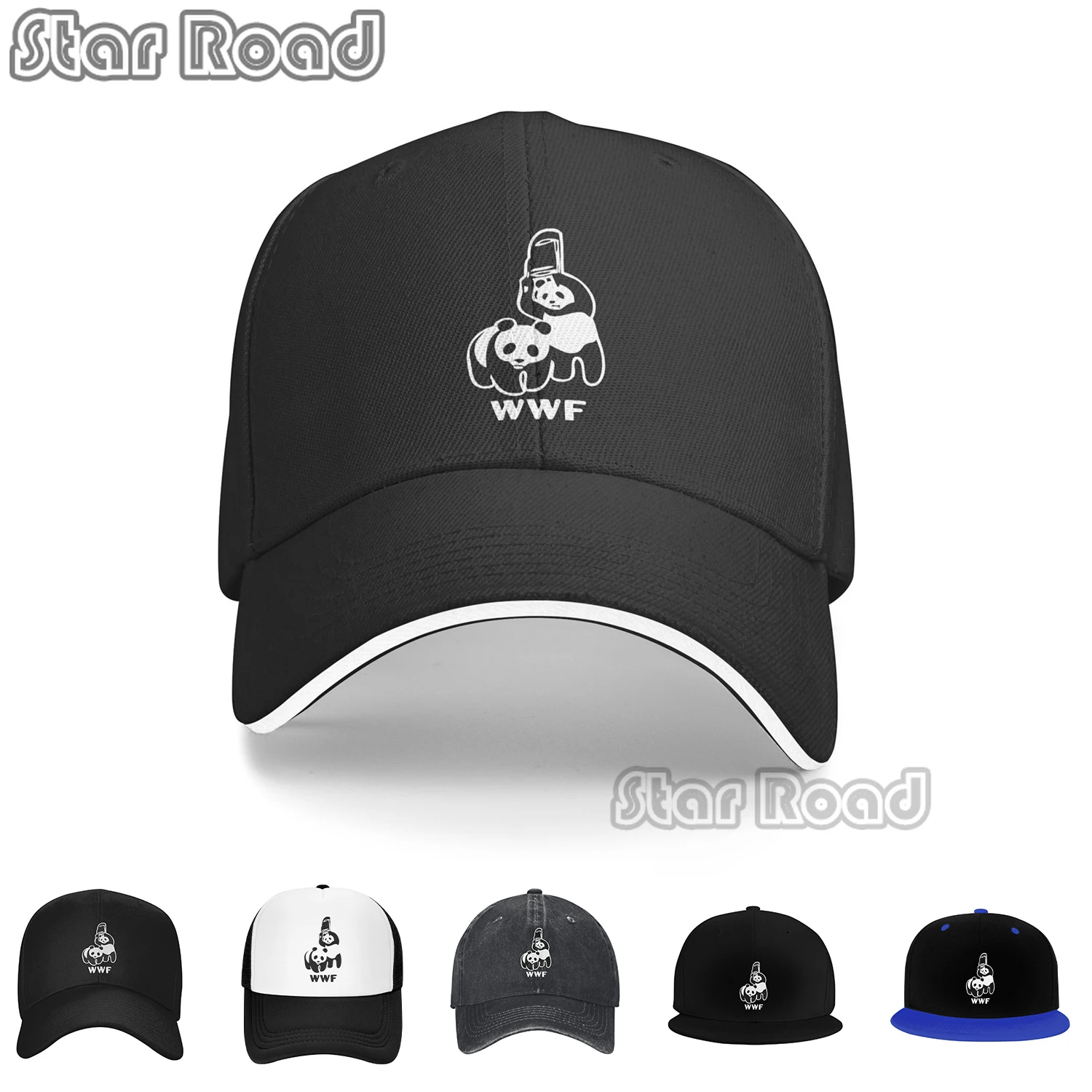 

2024 Summer New Arrivial WWF Panda Bear Wrestling Adjustable Baseball Caps for Unisex