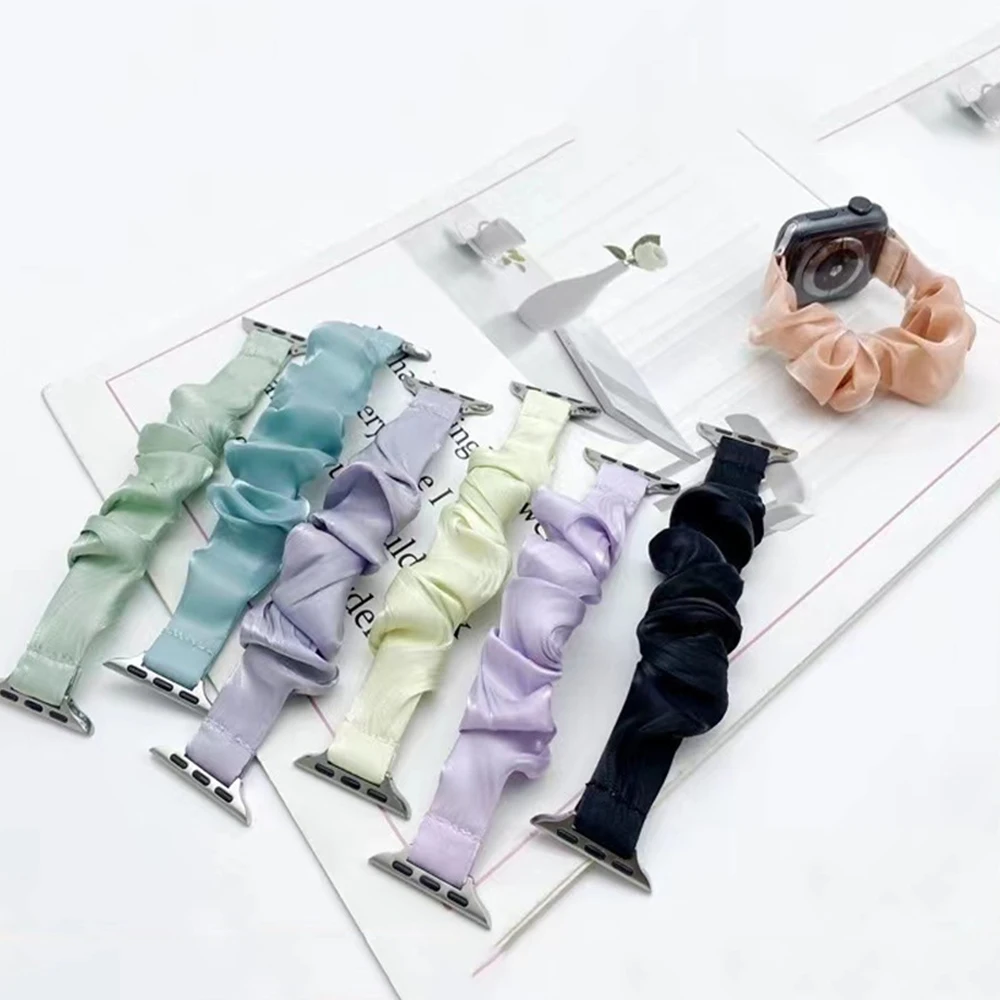 45 42mm Watch Band for iWatch Series 8 Ultra 9 7 3 SE 6 4 2 Chiffon Ice Stretch Loop Bracelet Strap for Apple Watch49 41 40 38mm