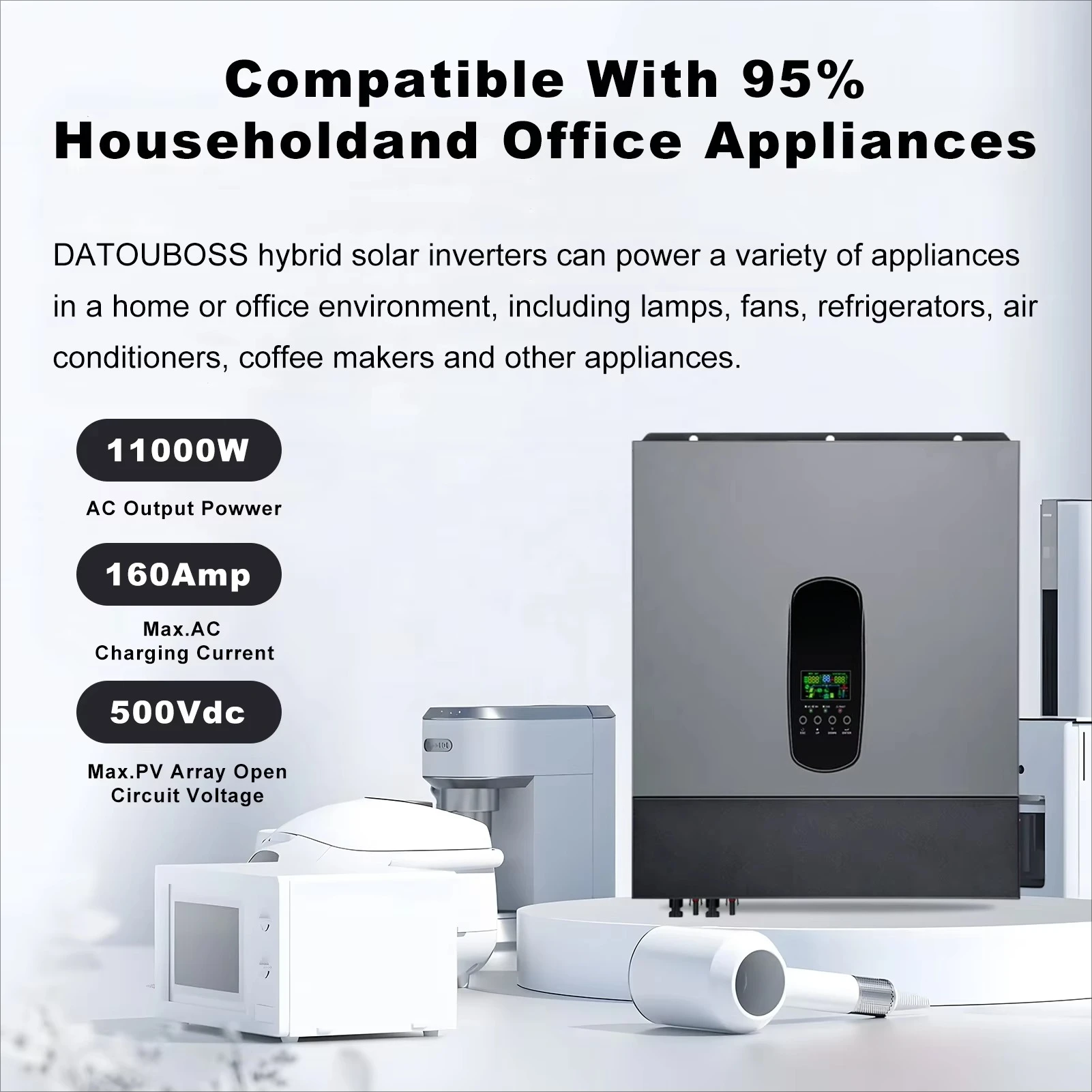 11KW 48V There Phase Supports Parallel 48V DC to 20V 230V AC  Hybrid Solar Inverter with MPPT  Controller