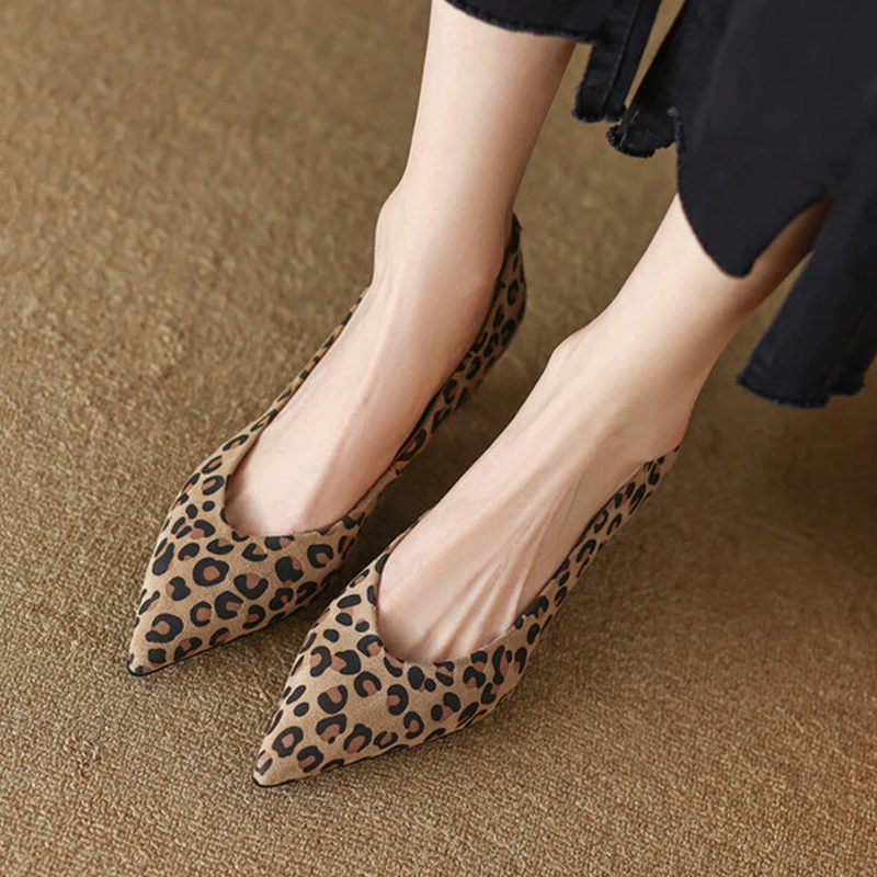 JOZHAMTA Size 33-40 Women Leopard Pumps Sexy Suede High Heels Shoes Ins 2025 Spring Pointy Toe Office Lady Dressy Daily Footwear