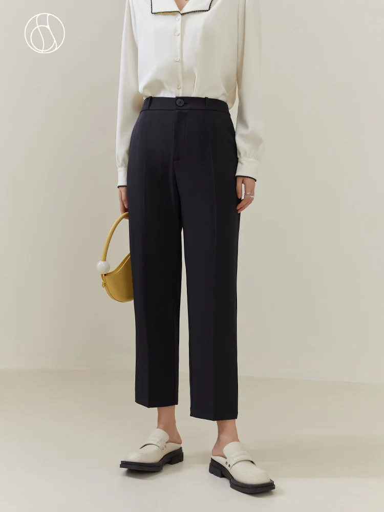 DUSHU Three-dimensional Ironing Tapered Pants 2022 Autumn New Simple Versatile Casual Commuter Office Lady Female Suit Pants