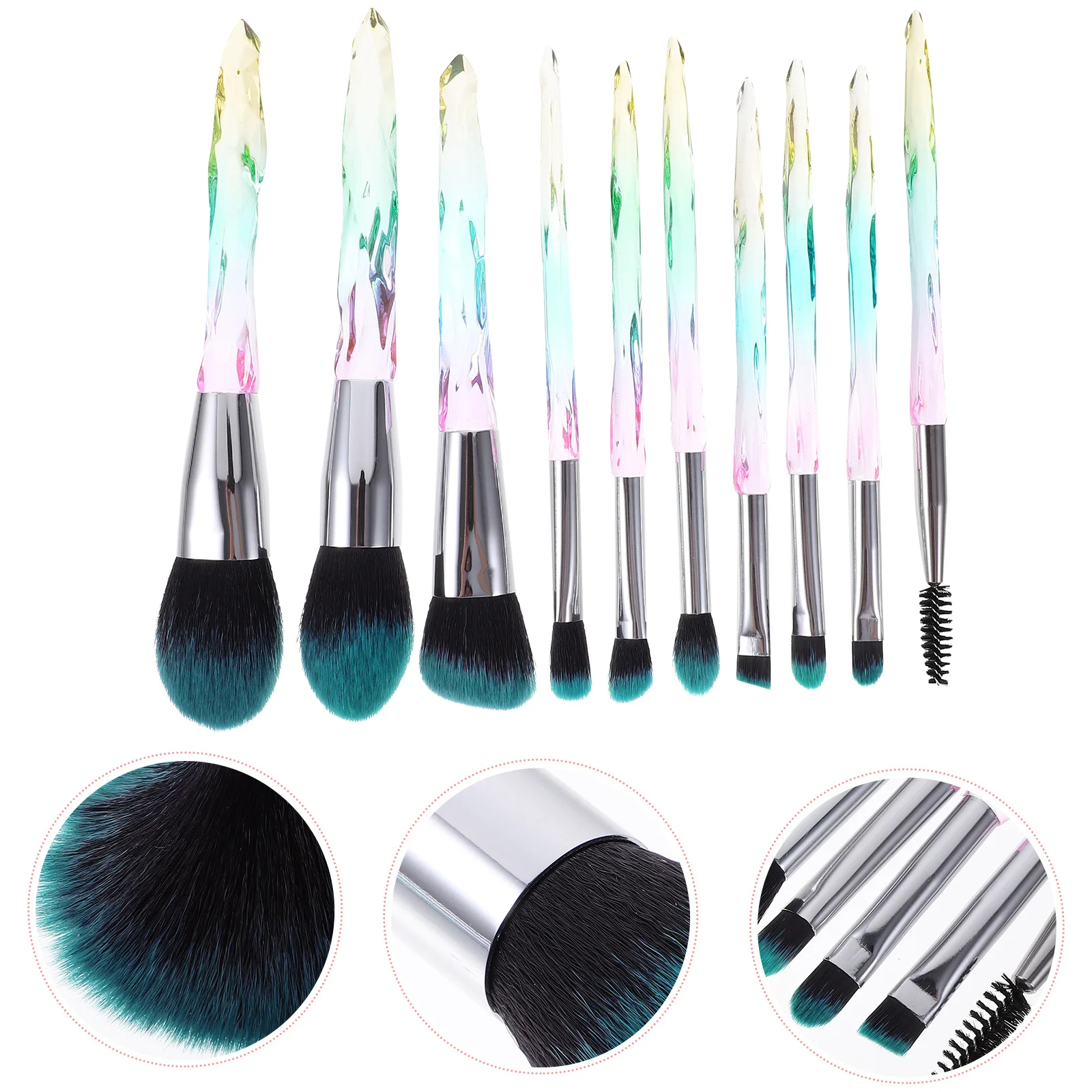 10개 브러쉬 전문가용 부드러운 섬유 메이크업 세트 파운데이션 파우더 블러쉬 아이섀도우 뷰티 도구 세트