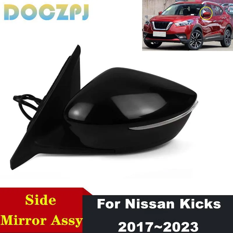 1PCS Car Rearview Electric Door Side Mirror With Turn Signal Light For Nissan Kicks 2017 2018 2019 2020 2021 2022 2023
