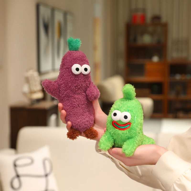 Kawaii freely twisting Vegetable Family Plushie Stuffed Cucumber Eggplant Radish Carrots Plush Toys  Phone Holder Can Hold Item