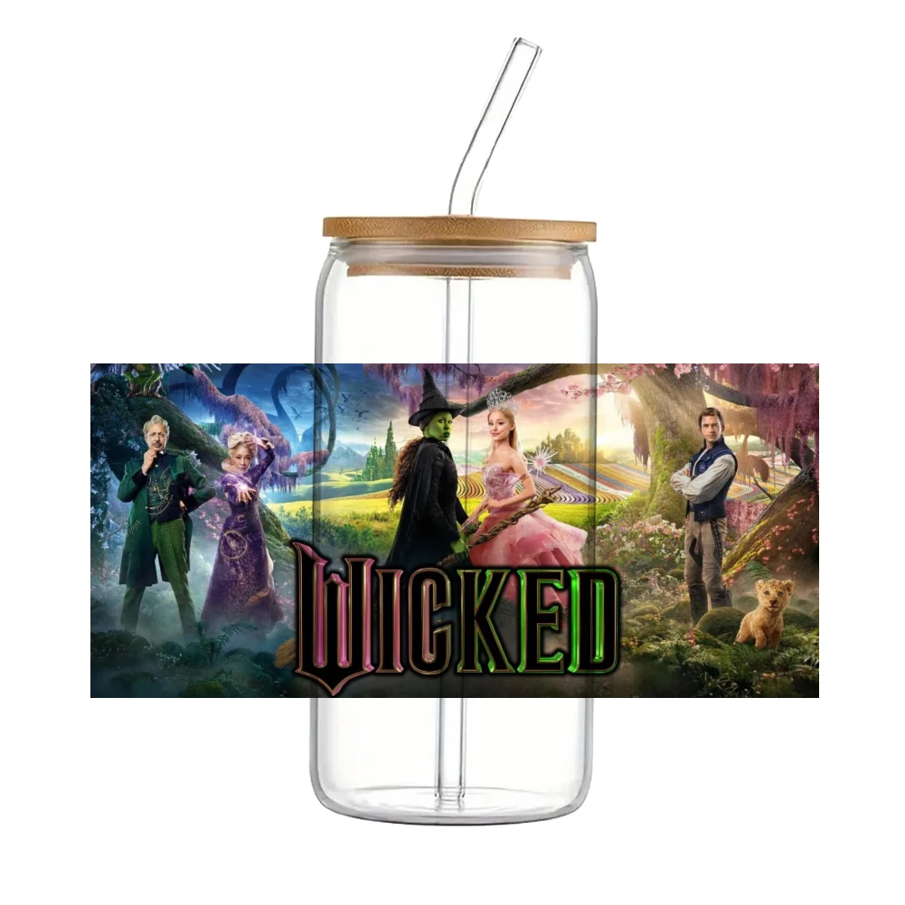 Hot Selling Movie Wicked Nieuwe Collectie UV DTF Sticker Waterdichte Decals Voor 16 oz Glazen Cup Wrap Stickers 11*24 cm