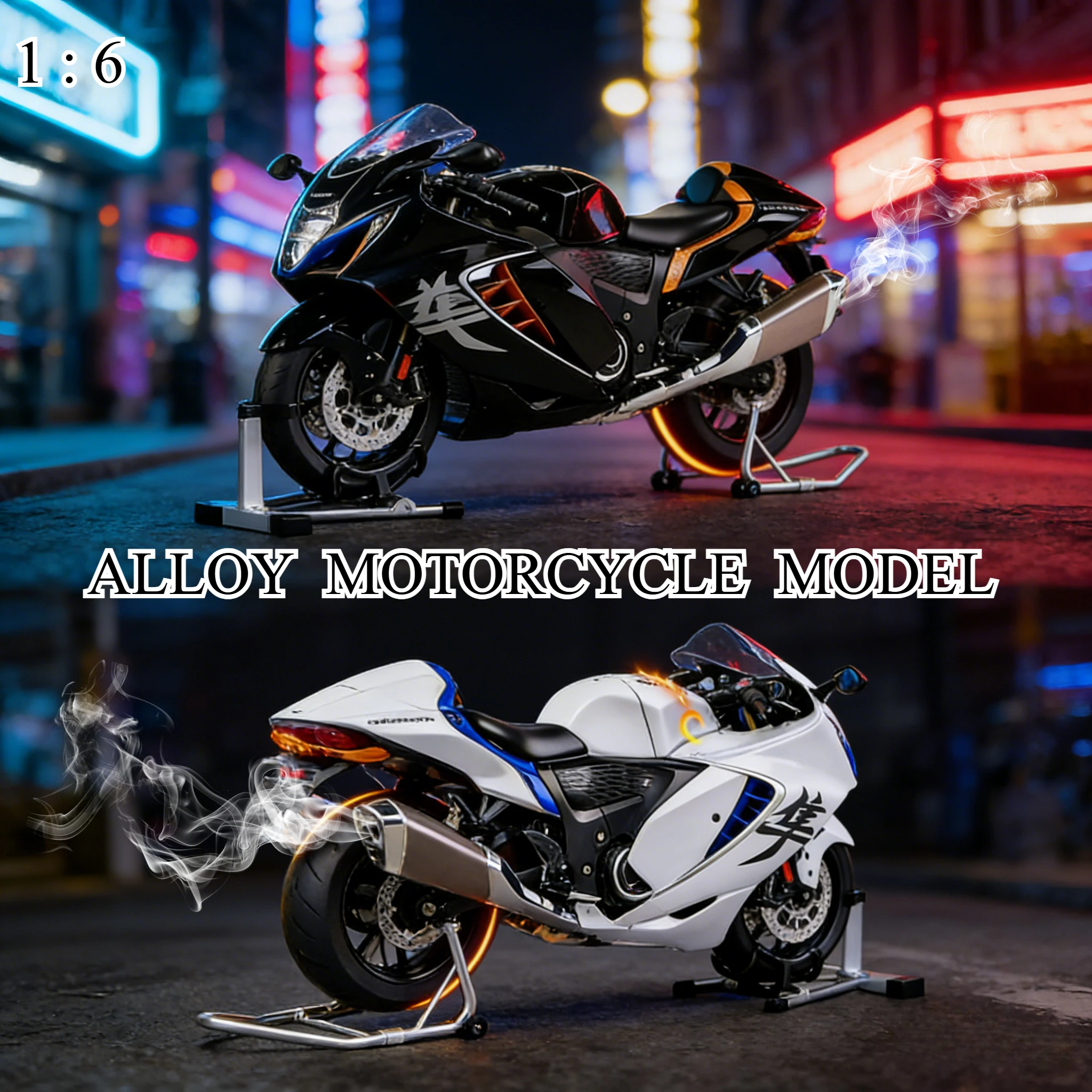 

For SUZUKI GSX-1300RSpray 1:6 Alloy Metal Diecast Motorcycle Model Dynamic Ornaments Sound And Light Gift Collection
