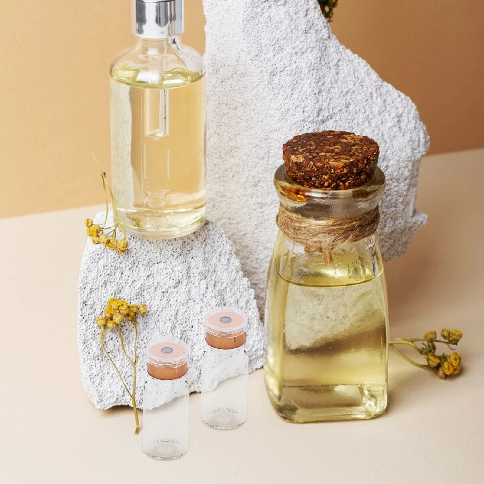 20Pcs Small Glass Vials 3Ml Clear Liquid Sample Bottles for Science Party DIY Essential Oil Packaging Vials with Lids