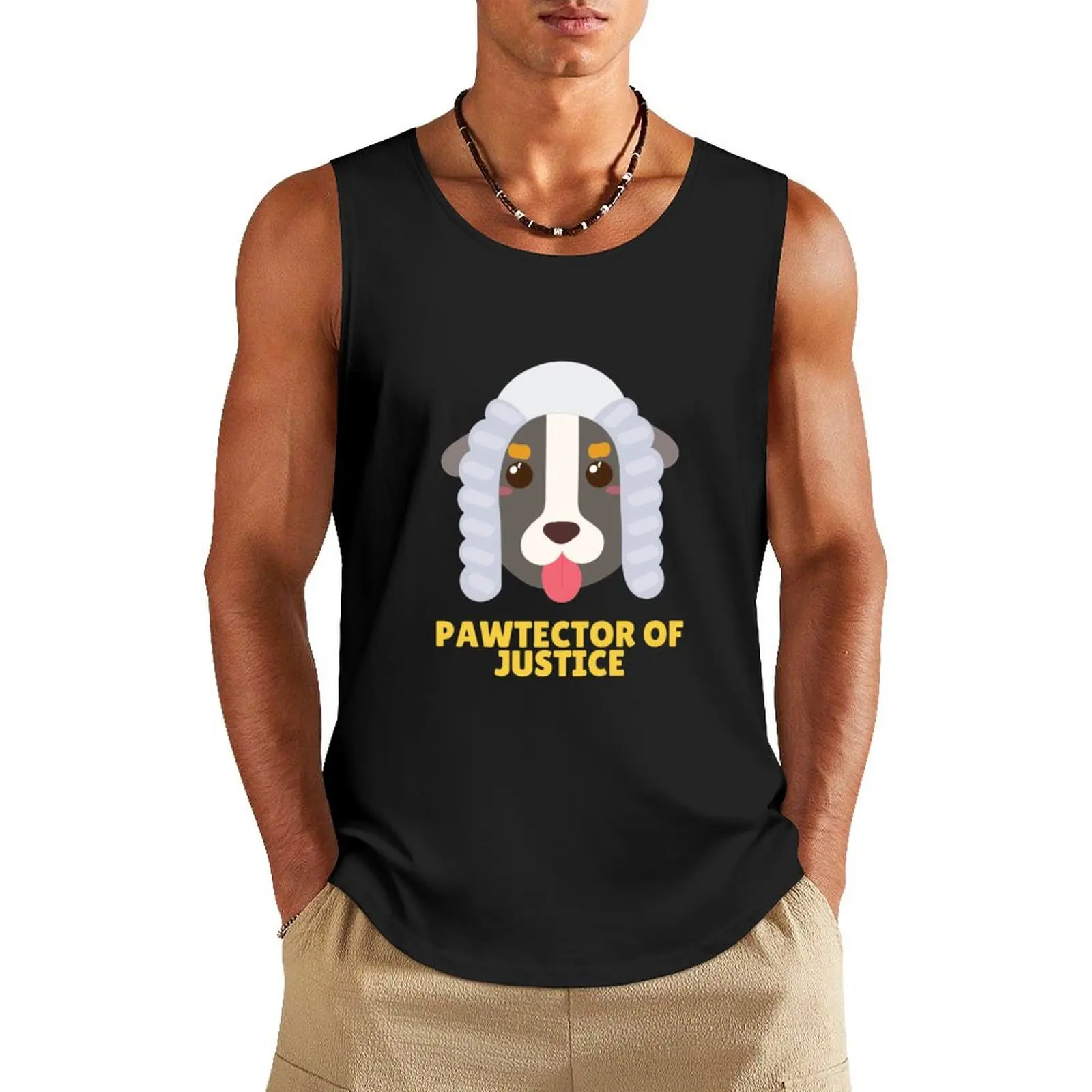 

Cute Pawtector of Justice Dog Tank Top bodybuilding t shirt Men's clothing brands sleeveless tshirts for men