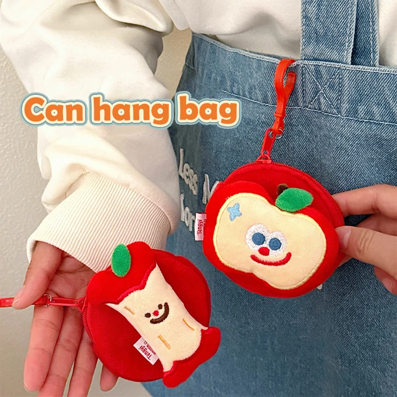 

Cartoon Apple Coin Purse Plush Zipper Wallet Pendant Earphone Bag Lipstick Bag Portable Key Case