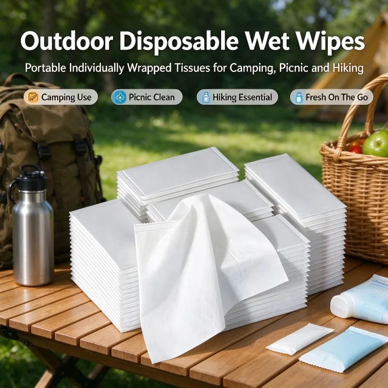 50/100PCS Individually Wrapped Wet Wipes Disposable Wet Tissues Mini Portable Travel Wipes Outdoor Daily Cleaning Supplies Pack