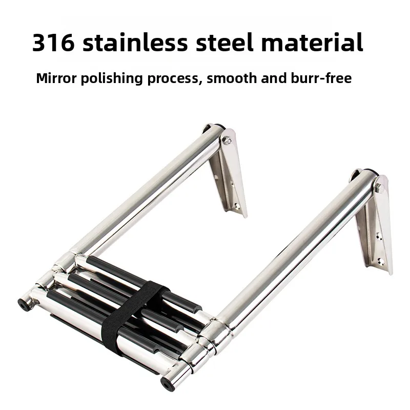 Stainless Steel Speedboat Yacht Boat Launcher Deck Ladder Foldable Telescopic Ladder Boarding Ladder Tread