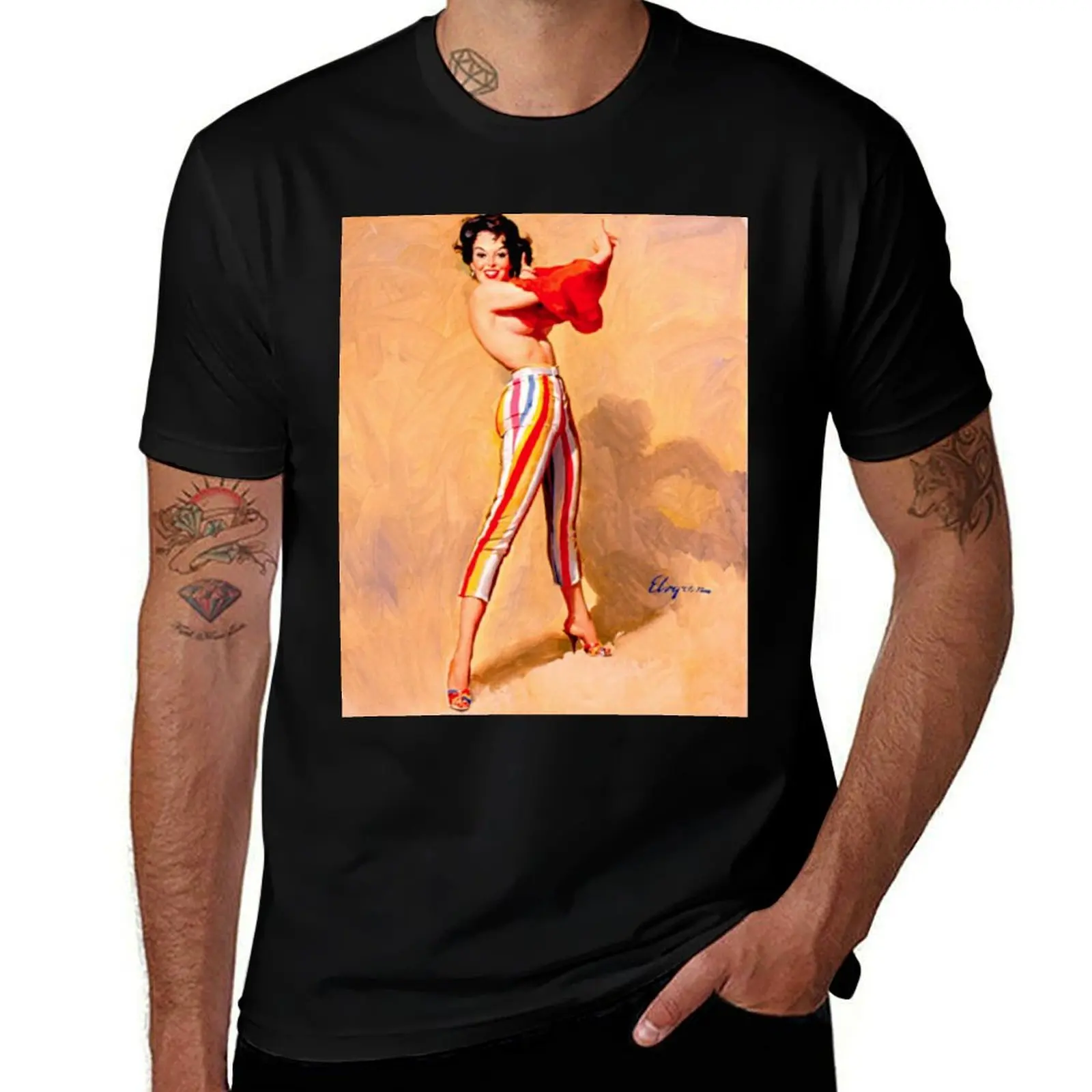 

Gil Elvgren Appreciation T-Shirt Heavy Duty Casual Work Tee