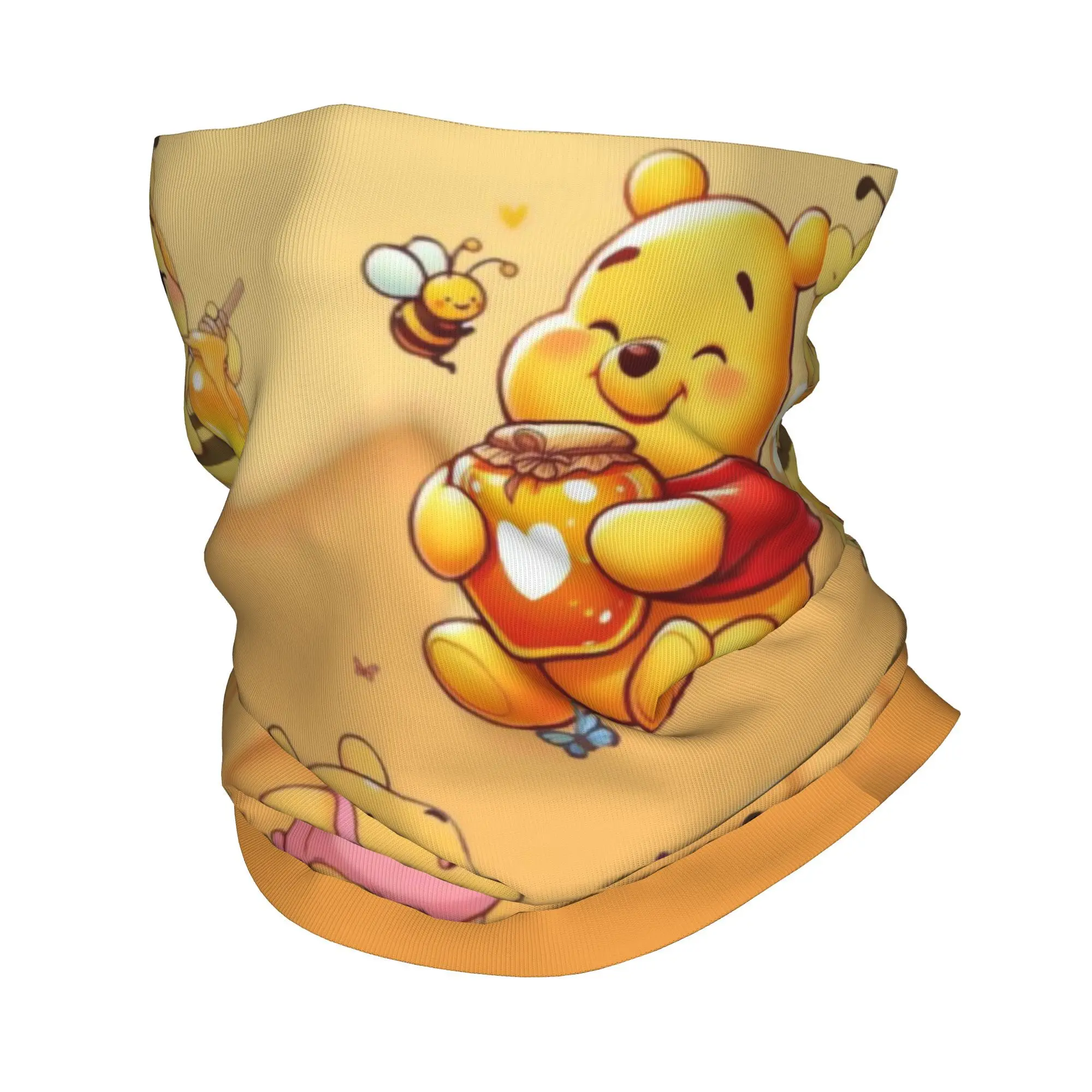 Custom Winnie Pooh Winter Headband Neck Warmer Men Women Ski Running Tube Scarf Yellow Bear Pattern Face Bandana Gaiter
