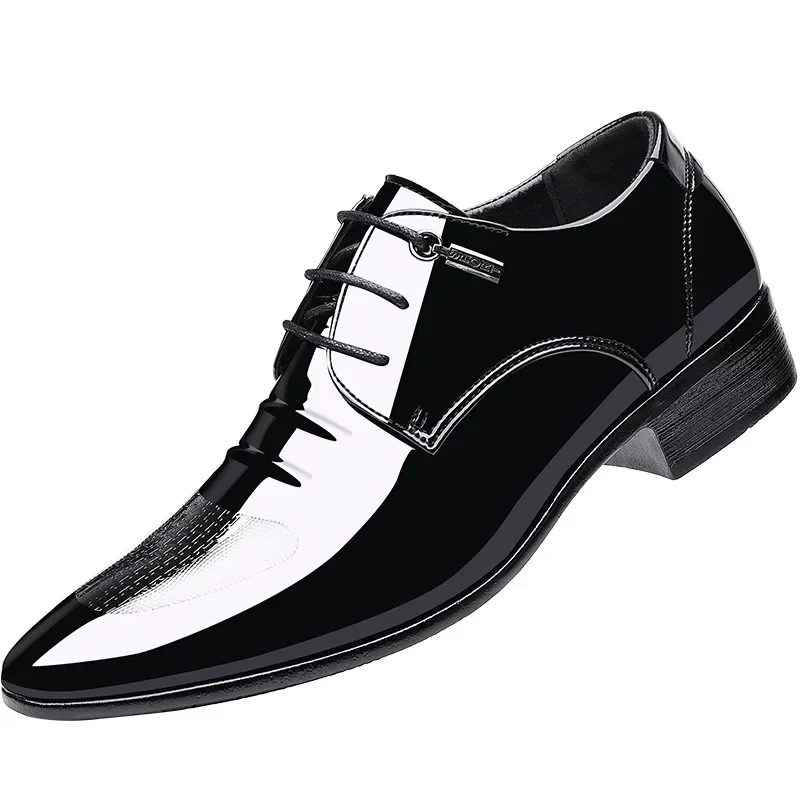 2023 Luxury Business Oxford Leather Shoes uomo scarpe formali in pelle verniciata traspirante Plus Size Office Wedding Flats maschio nero